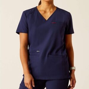 Ariat Clara 6 Pocket Scrub Top Navy Blue NWT Size XXL